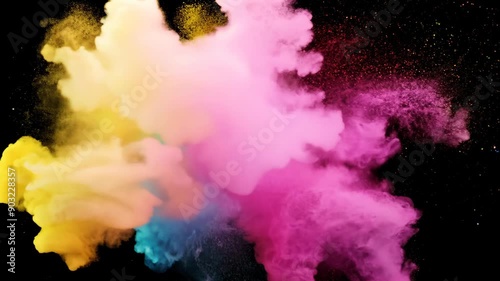 Colorful powder explosion on black background