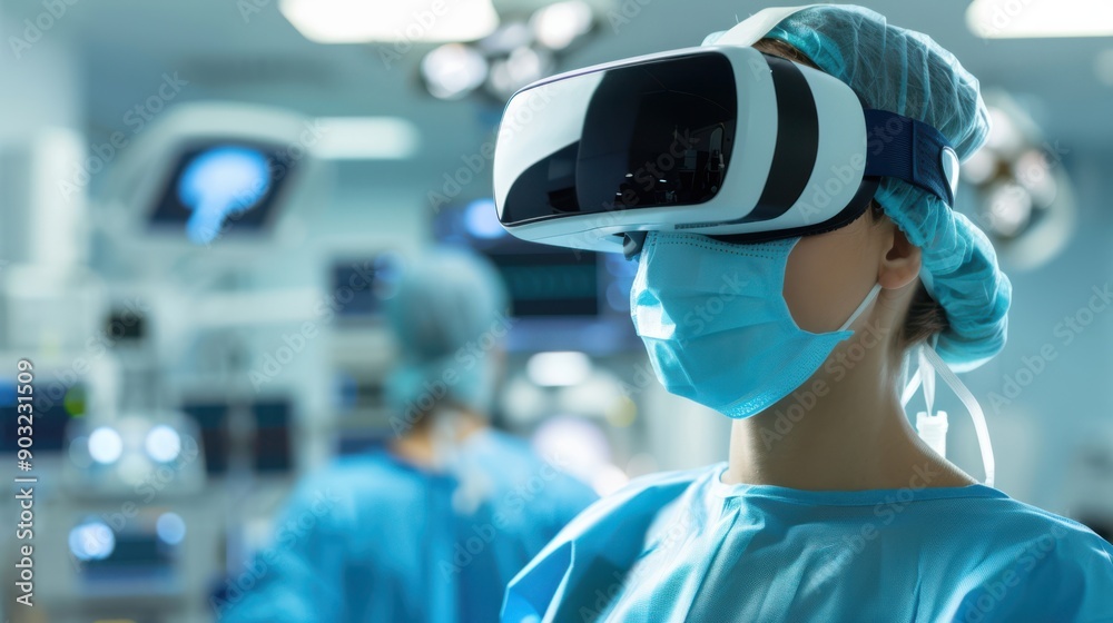 A woman wearing a blue surgical mask A woman wearing a blue surgical mask
