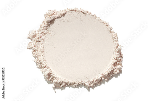 Obraz na plátně Fixer or compact powder light milk beige white nude smudge round circle white is