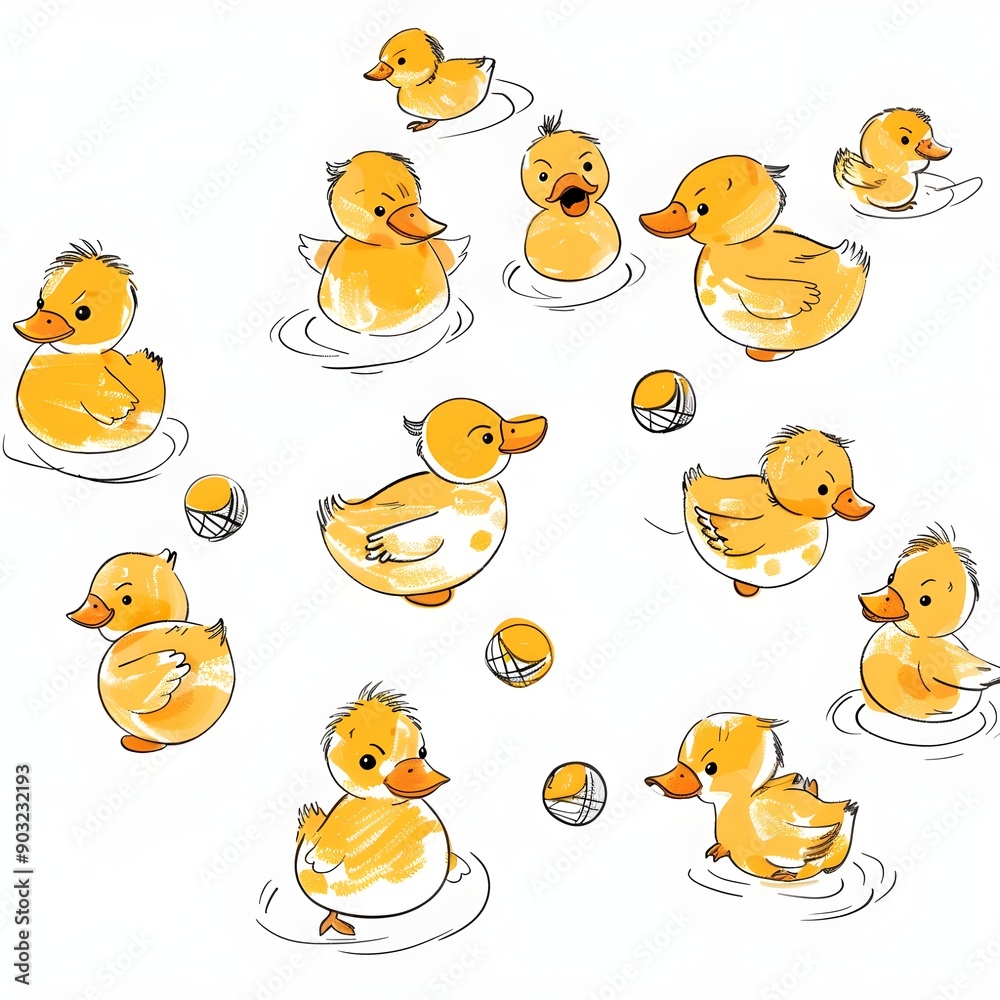 Cute Ducklings Playing in Water. Cute Ducklings Playing in Water.