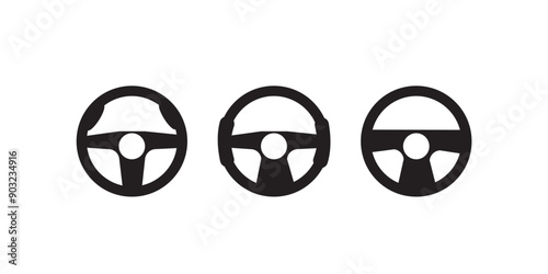 Steering Wheel Flat Design Car Service Icon