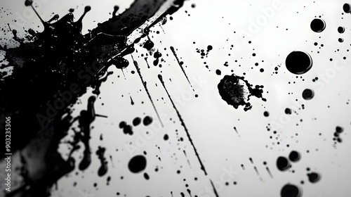 Ink drops and splashes in artistic display