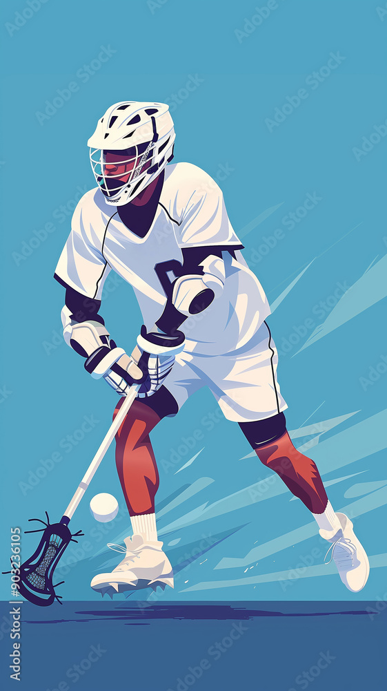 Fototapeta premium Dynamic Lacrosse Action Displaying Teamwork and Skill in a Competitive Match