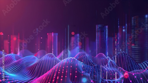 Smart city with abstract dot point connection