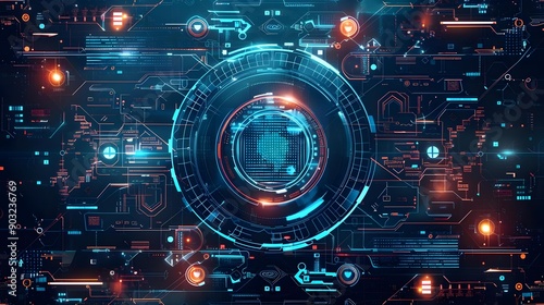 Abstract poster template with HUD element