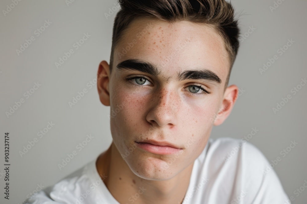 Confident young man posing for studio portrait. Confident young man posing for studio portrait.