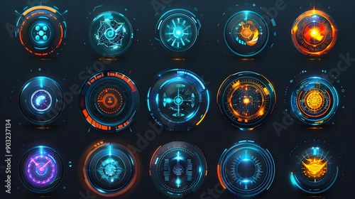 Vector icon set - Technology circle design