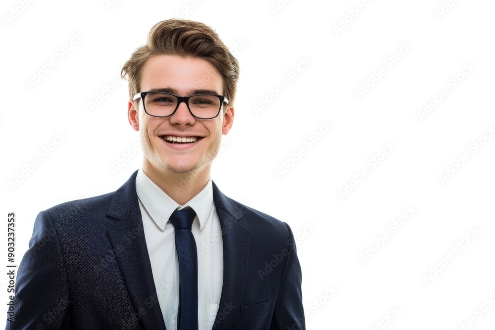 Friendly and smiling businessman looking at camera with reliability isolated on white background Friendly and smiling businessman looking at camera with reliability isolated on white background