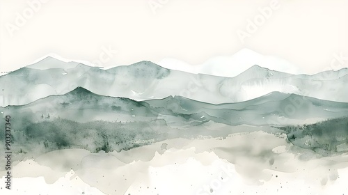 Watercolor neutral minimalist landscape illustration