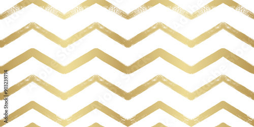 Golden Christmas vector pattern. Hand drawn chevron gold foil print. Shining stripes seamless zigzag background