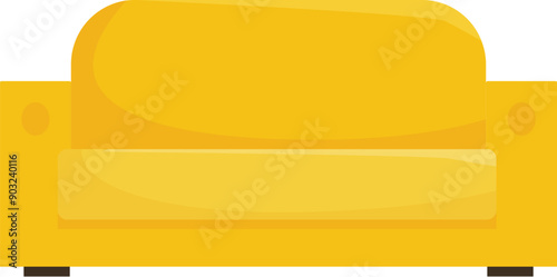 Yellow sofa with round edges providing comfortable seating in a living room