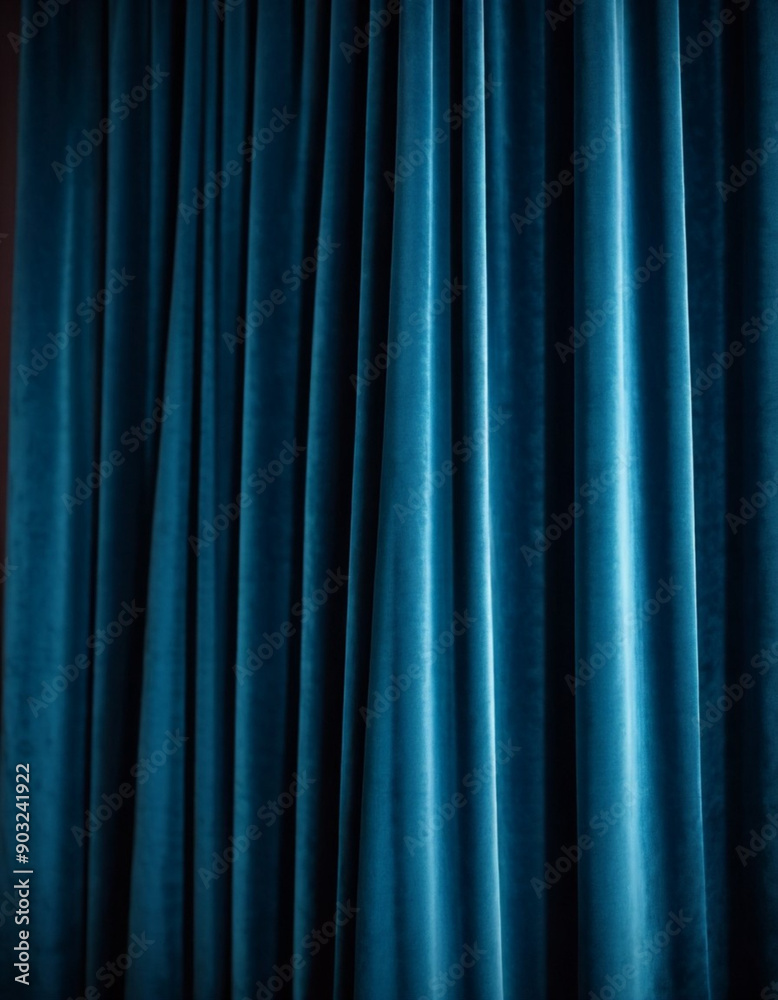 Curtain with soft smooth flowing folds. Deep blue color and luxurious texture create a dramatic and elegant atmosphere. Decoration and interior design. Expensive curtain made of rich fabric. AI Curtain with soft smooth flowing folds. Deep blue color and luxurious texture create a dramatic and elegant atmosphere. Decoration and interior design. Expensive curtain made of rich fabric. AI