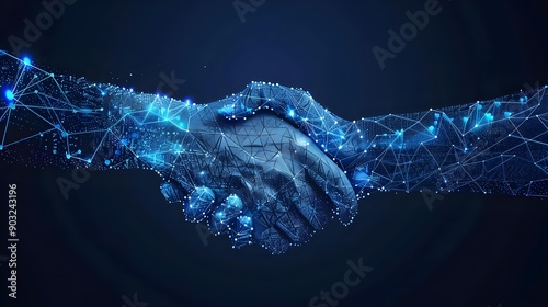 Handshake in digital futuristic style