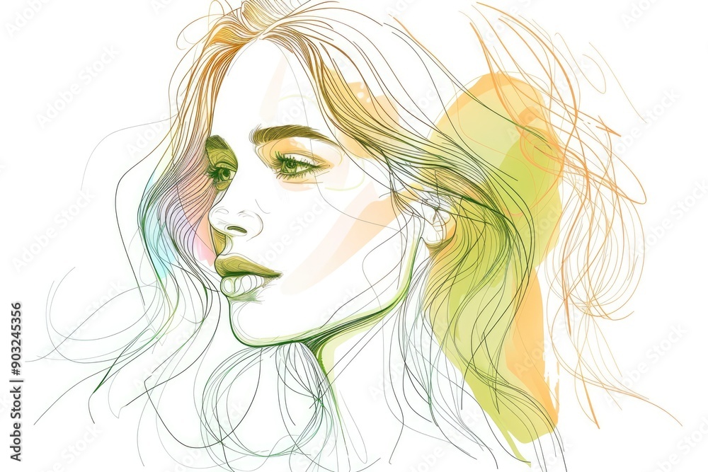 Feminine minimalist prints of women with beautiful hair. Feminine minimalist prints of women with beautiful hair.