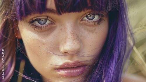 model with purple hair