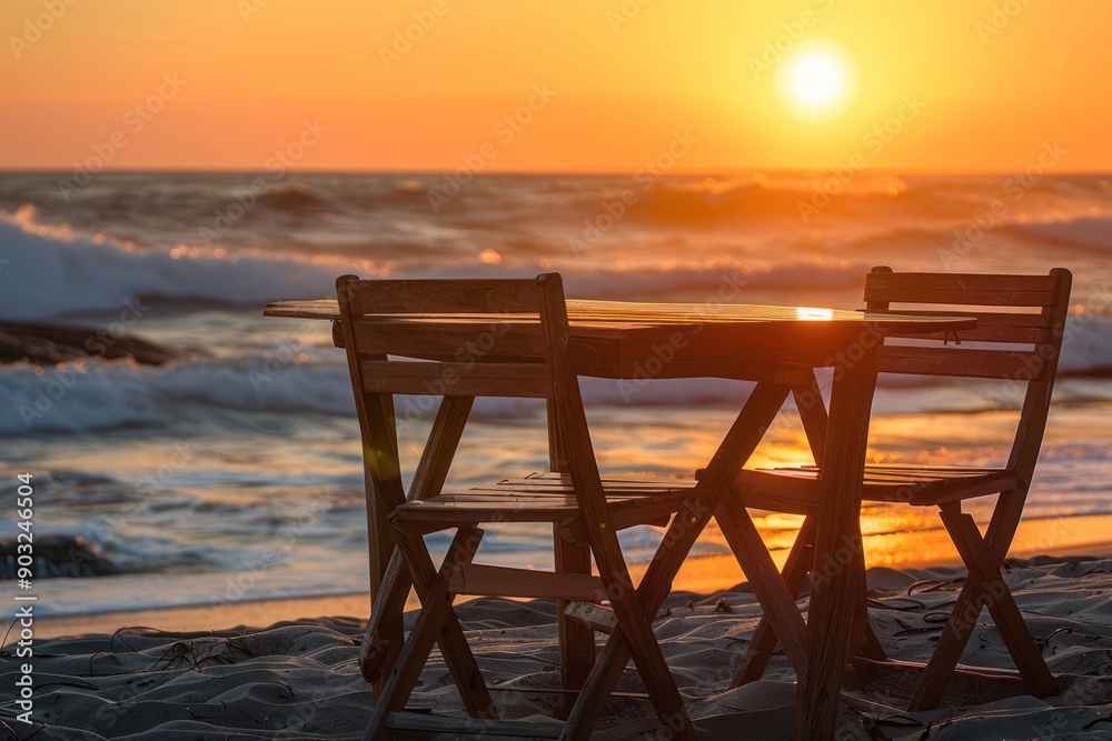 Sunset Beach with Table and Chairs Sunset Beach with Table and Chairs
