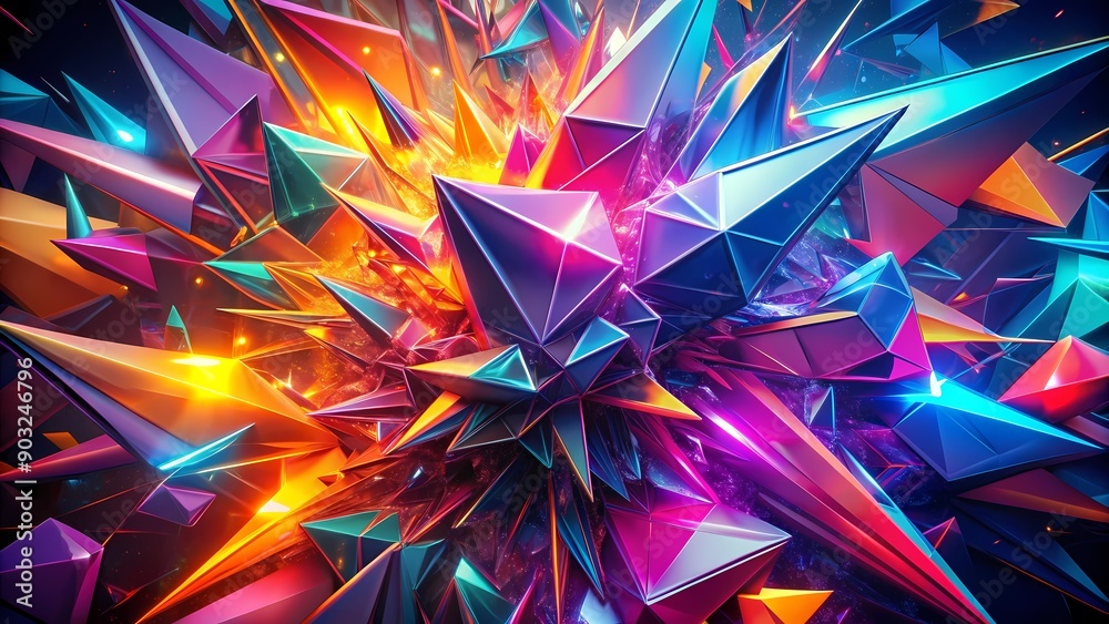 Vibrant Abstract Geometric Neon Glass Shards Digital Art Design Vibrant Abstract Geometric Neon Glass Shards Digital Art Design
