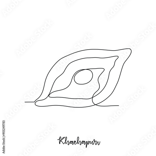 One continuous line drawing of khachapuri food vector illustration. Traditional food in simple linear style vector design concept. Traditional foods have gained global popularity in world communities.
