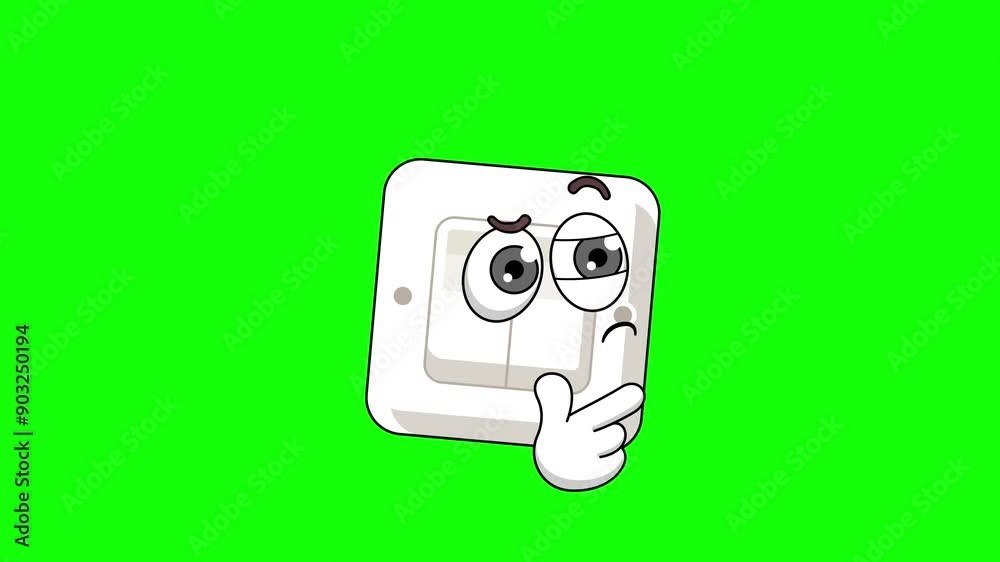Thinking animation of a switch light cartoon, mascot animation with green green