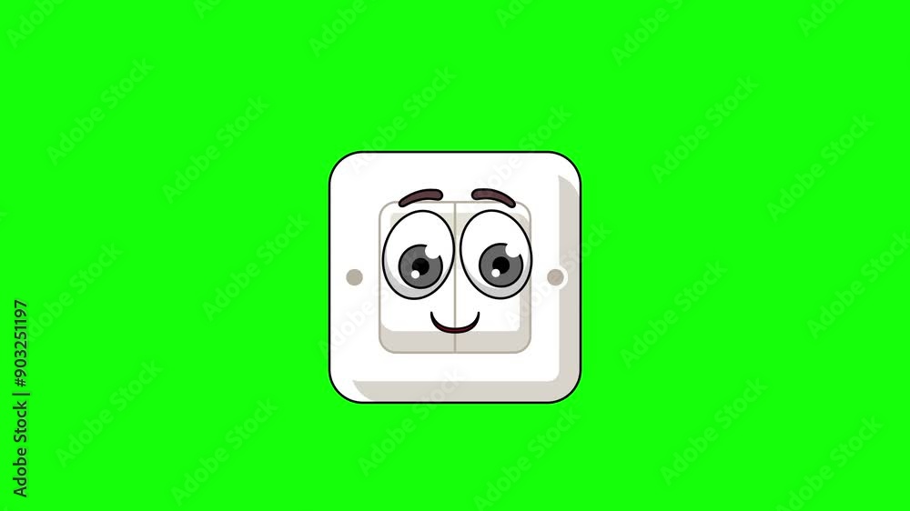 switch light cartoon with a smiling face with heart eyes, emoji emoticon animation