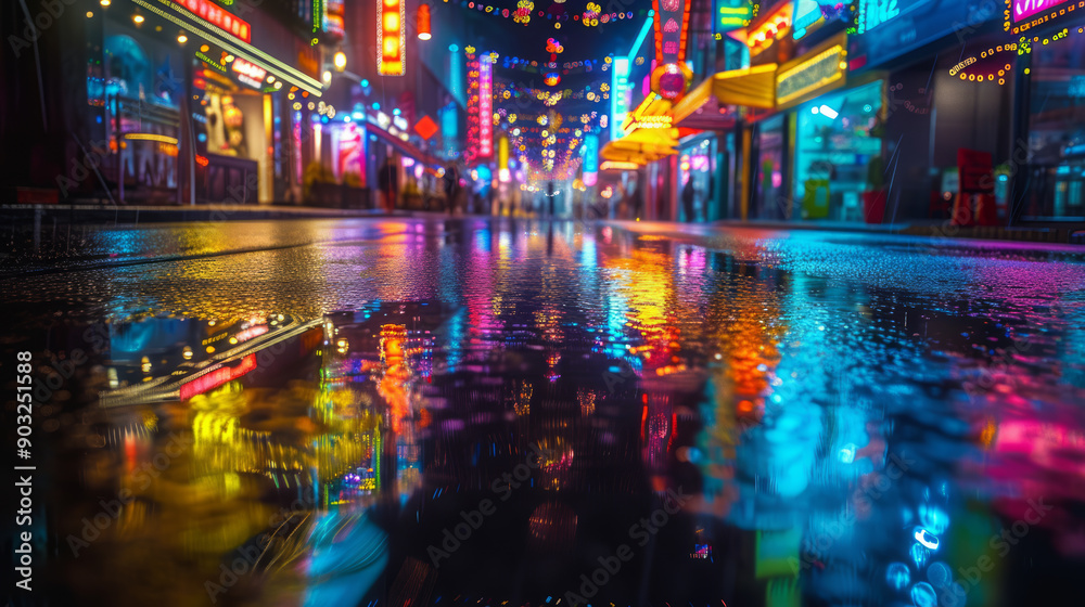 Blurry colorful neon signs in a modern city Blurry colorful neon signs in a modern city
