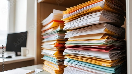 Stack of Documents in a Office Cabinet.