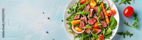 Wallpaper Mural Low-carb steak salad, protein-packed, flat design illustration Torontodigital.ca