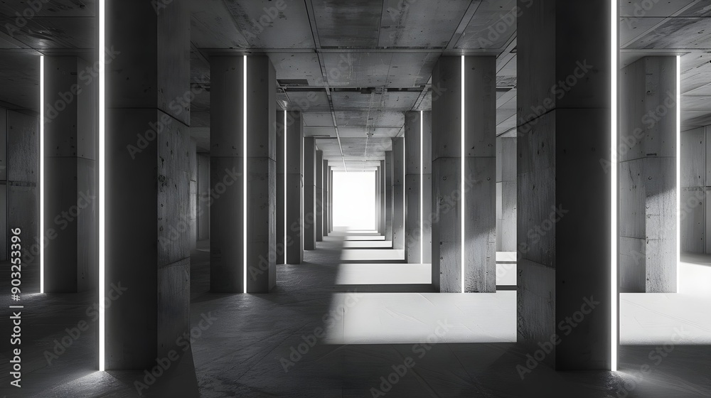 Abstract empty modern concrete room