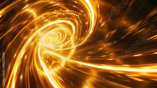 Abstract light speed motion effect in gold color