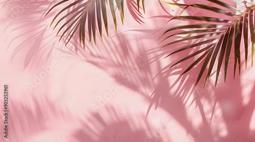 Blurred shadow from palm leaves on the light pavement