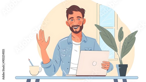 Casual business man having a video call