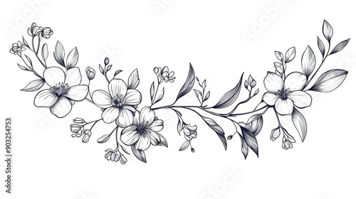Floral branch and minimalist flowers for logo design