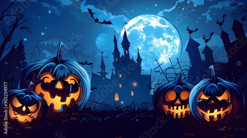 Halloween banner with traditional symbols