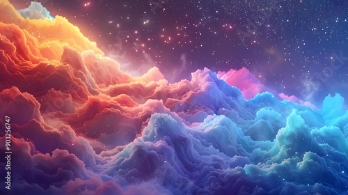 Colorful wavy clouds with twinkles