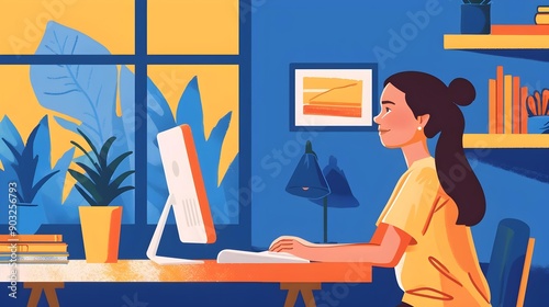 Woman on a video conference call working from home