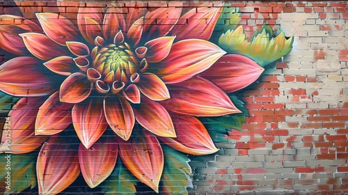 Vibrant Flower Mural on Brick Wall