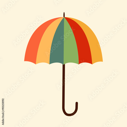 Striped umbrella. Vector illustration in flat style