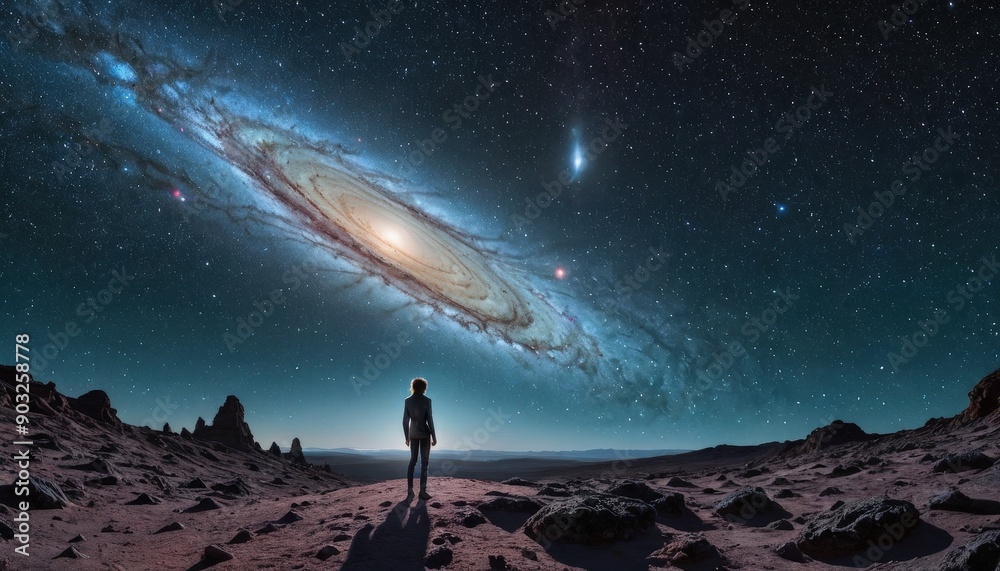 Lone Figure Gazing at the Milky Way. Lone Figure Gazing at the Milky Way.