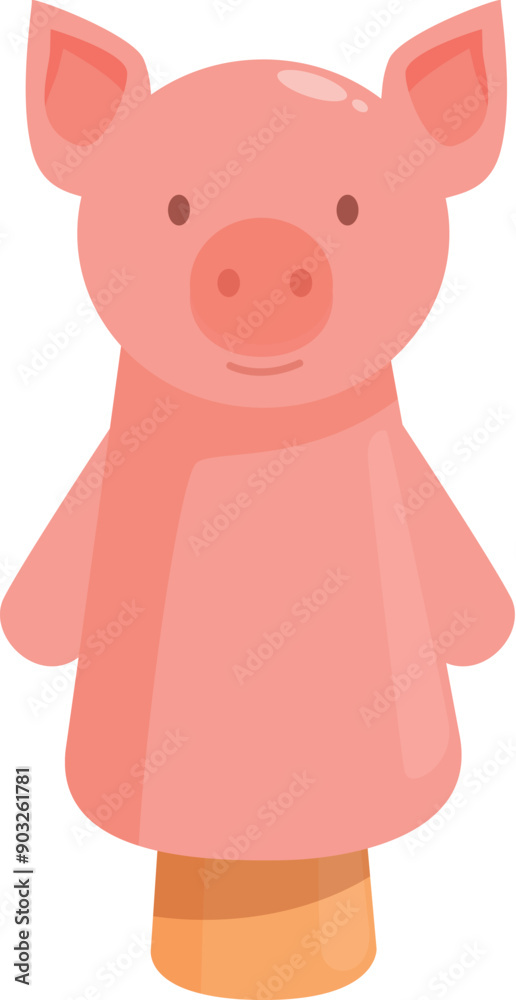 Pink pig hand puppet standing up, perfect for children's entertainment and educational purposes Pink pig hand puppet standing up, perfect for children's entertainment and educational purposes