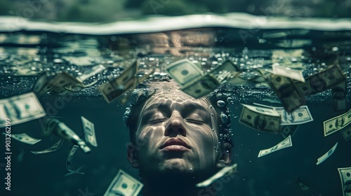 Wallpaper Mural Person drowning in money Torontodigital.ca