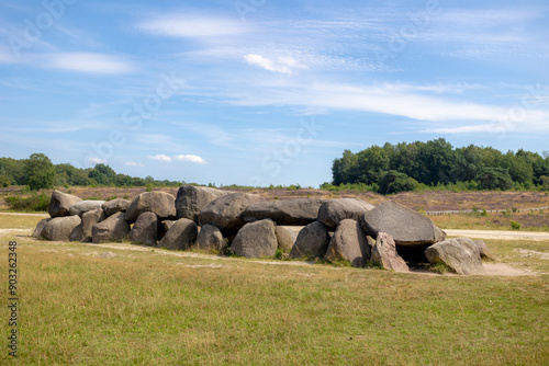 Hunebedden in Havelte, A dolmen is a type of single-chamber megalithic tomb, Usually consisting of two or more vertical, Located in Westerveld, The Dutch province Drenthe, Northeastern of Netherlands.