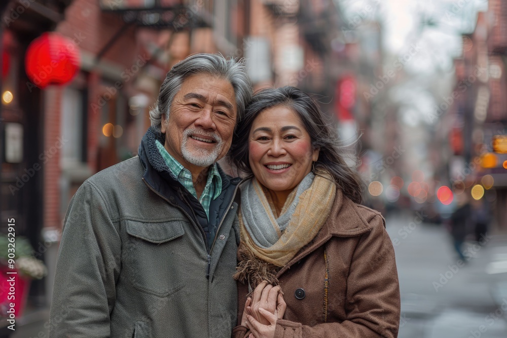 Middle age couple smiling happy standing at street of city. Middle age couple smiling happy standing at street of city.