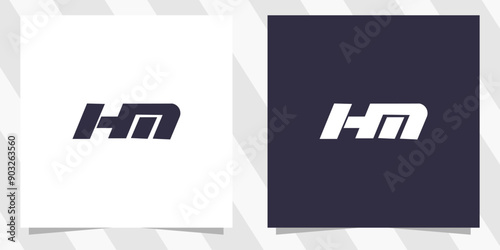 letter mh hm logo design vector