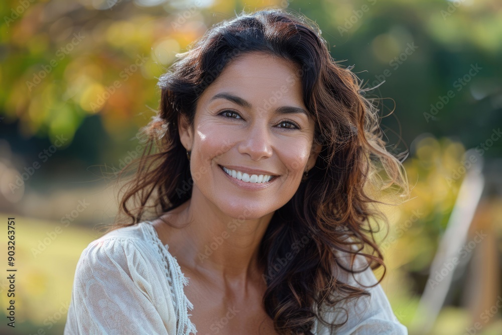 Happy Hispanic woman outdoors on sunny day. Happy Hispanic woman outdoors on sunny day.