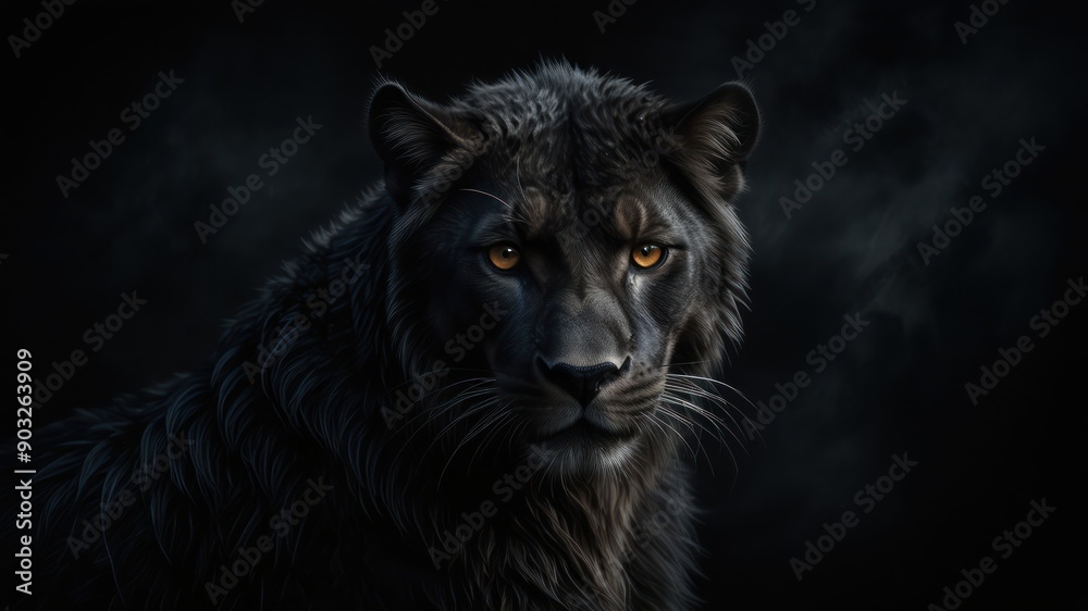 Black lion an enigmatic chimera emerges from the shadows its form Black lion an enigmatic chimera emerges from the shadows its form