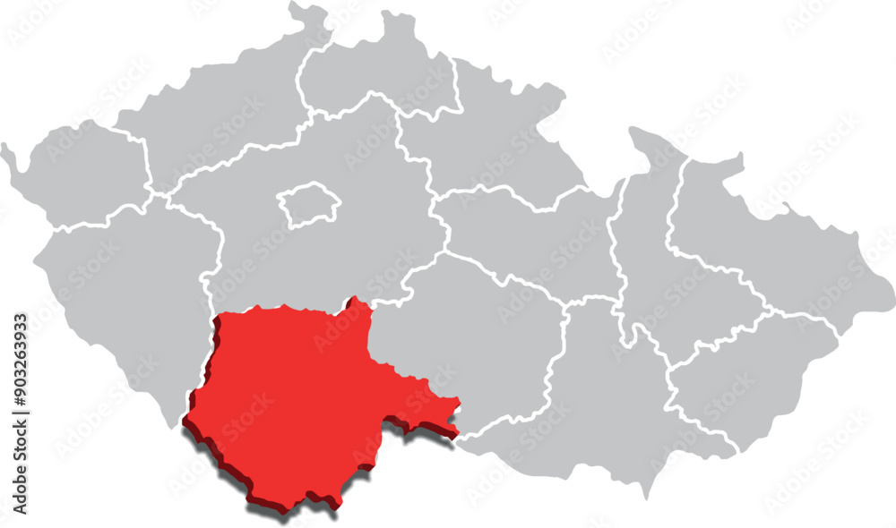 Jihočeský kraj map REGION of CZECH REPUBLIC 3d isometric map Jihočeský kraj map REGION of CZECH REPUBLIC 3d isometric map