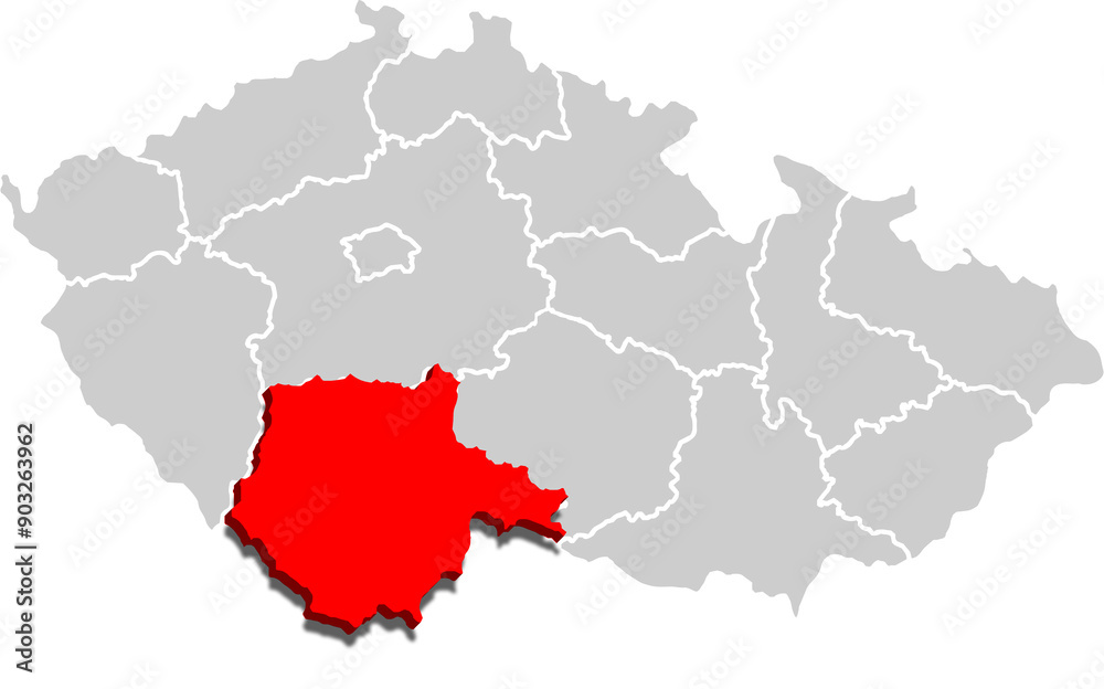 Jihočeský kraj map REGION of CZECH REPUBLIC 3d isometric map Jihočeský kraj map REGION of CZECH REPUBLIC 3d isometric map