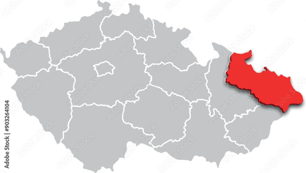 Moravskoslezský kraj map REGION of CZECH REPUBLIC 3d isometric map Moravskoslezský kraj map REGION of CZECH REPUBLIC 3d isometric map