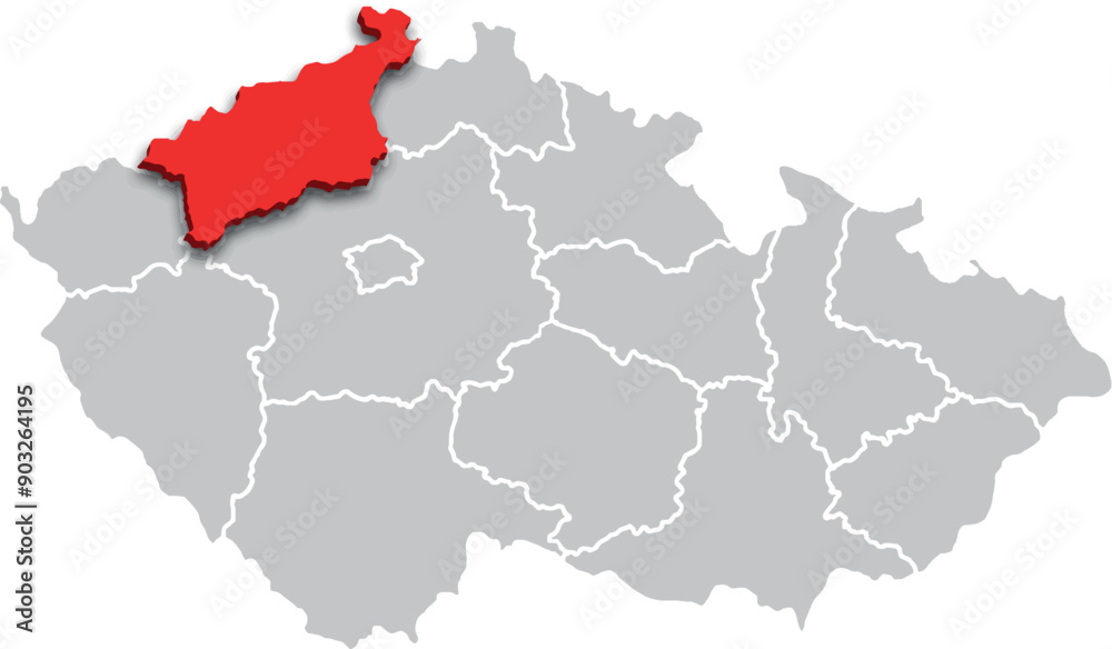 Ústecký kraj map REGION of CZECH REPUBLIC 3d isometric map Ústecký kraj map REGION of CZECH REPUBLIC 3d isometric map