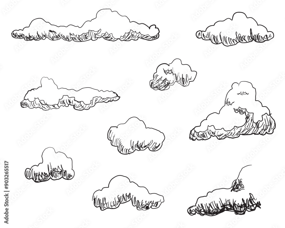 cloud cartoon sketch hand drawn